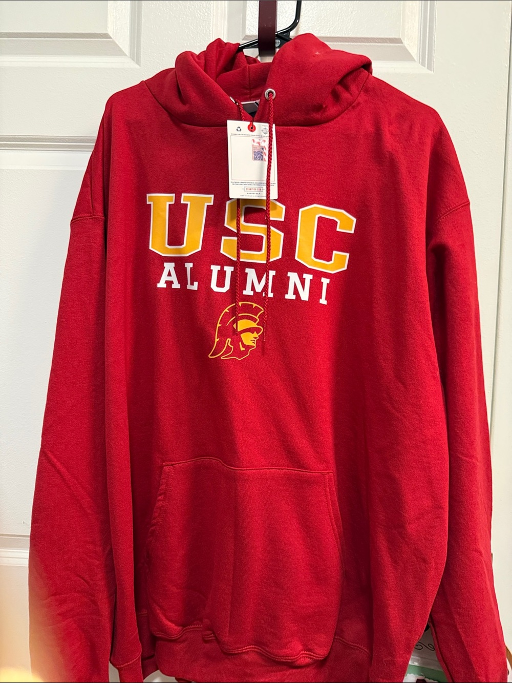 Champion Red USC Alumni Crewneck Sweatshirt with Gold and White Logo